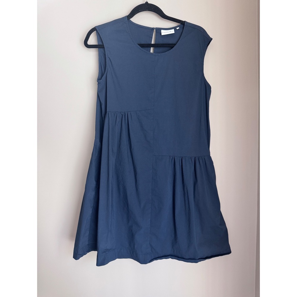 FOIL Navy Blue Sleeveless Asymmetrical Tiered Cotton Blend Shift Mini Dress Sz 6